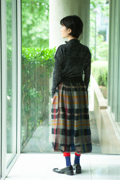 M. & Kyoko Checkered Woven Skirt - Black