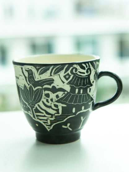 [No. 3] Bird & Mount. Fuji Mug by Misao Yajima 矢島操