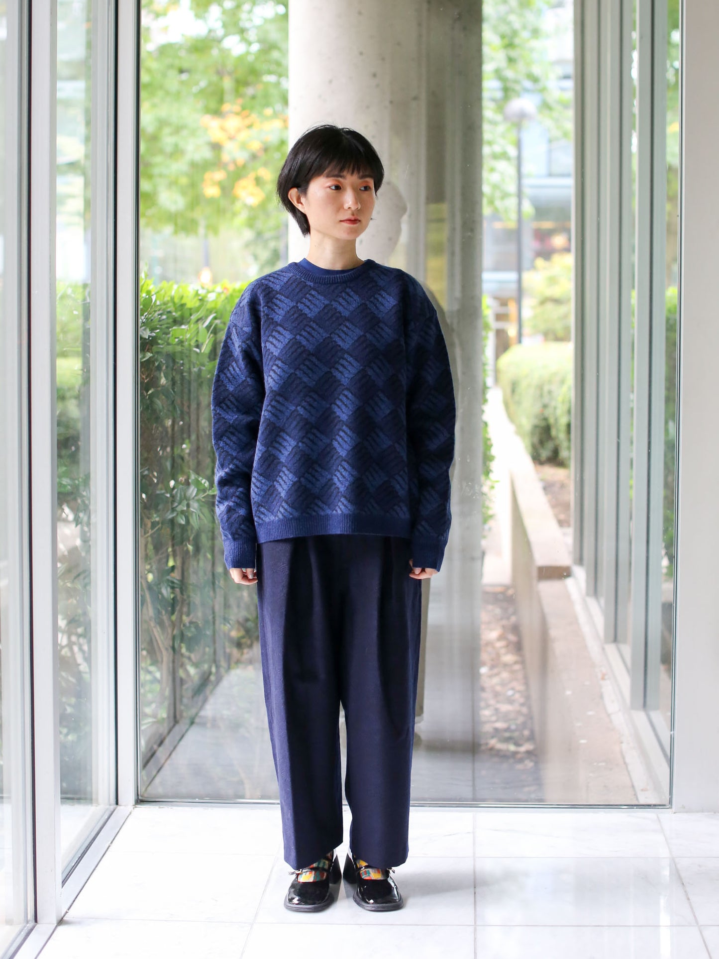 Blue Blue Japan Alpaca/Wool "Wind Wave" Crewneck Pullover