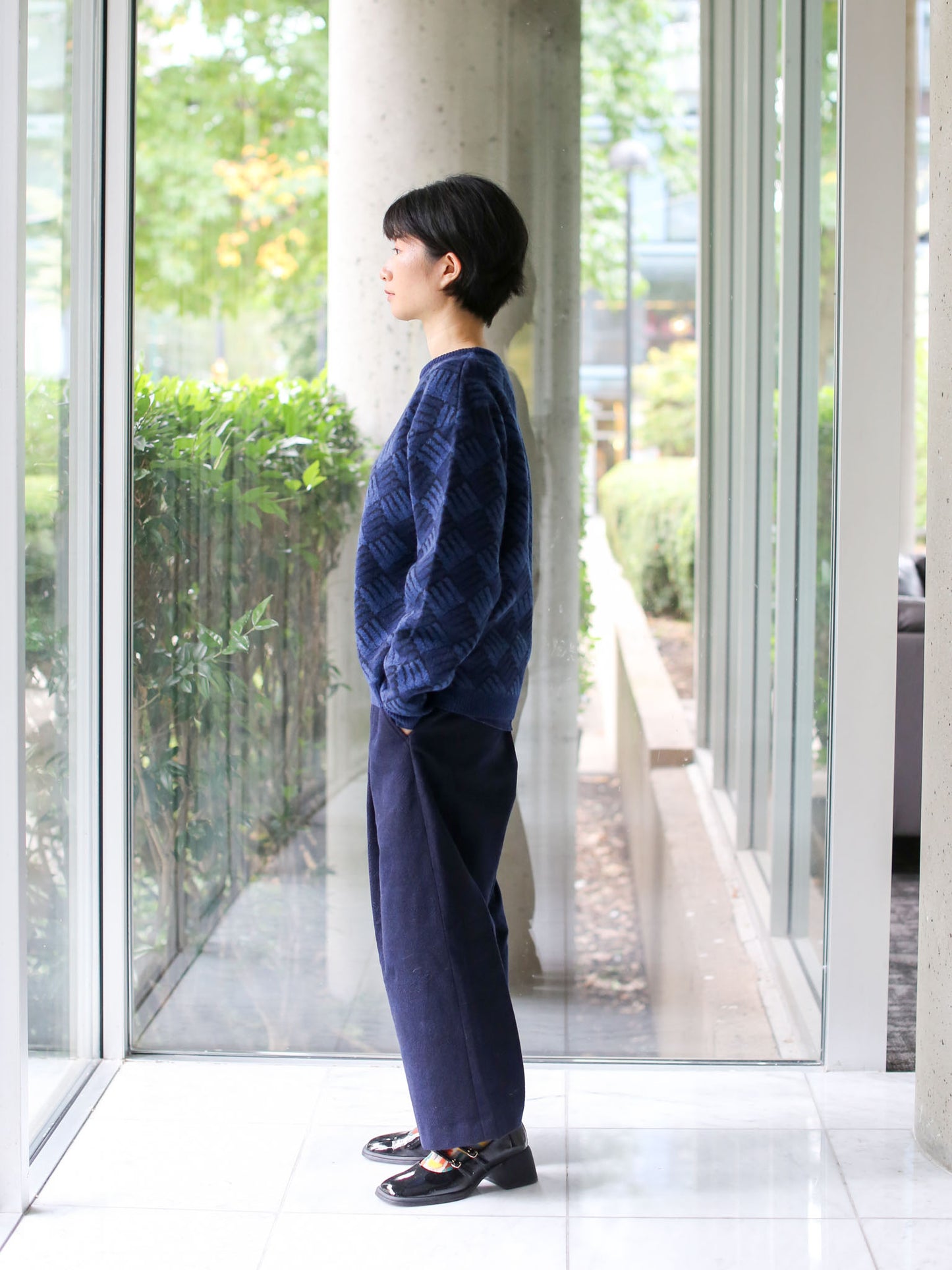 Blue Blue Japan Alpaca/Wool "Wind Wave" Crewneck Pullover