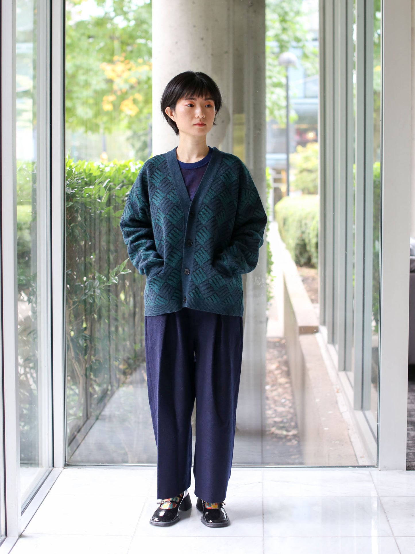 Blue Blue Japan Unisex "Wind Flow" V-neck Cardigan