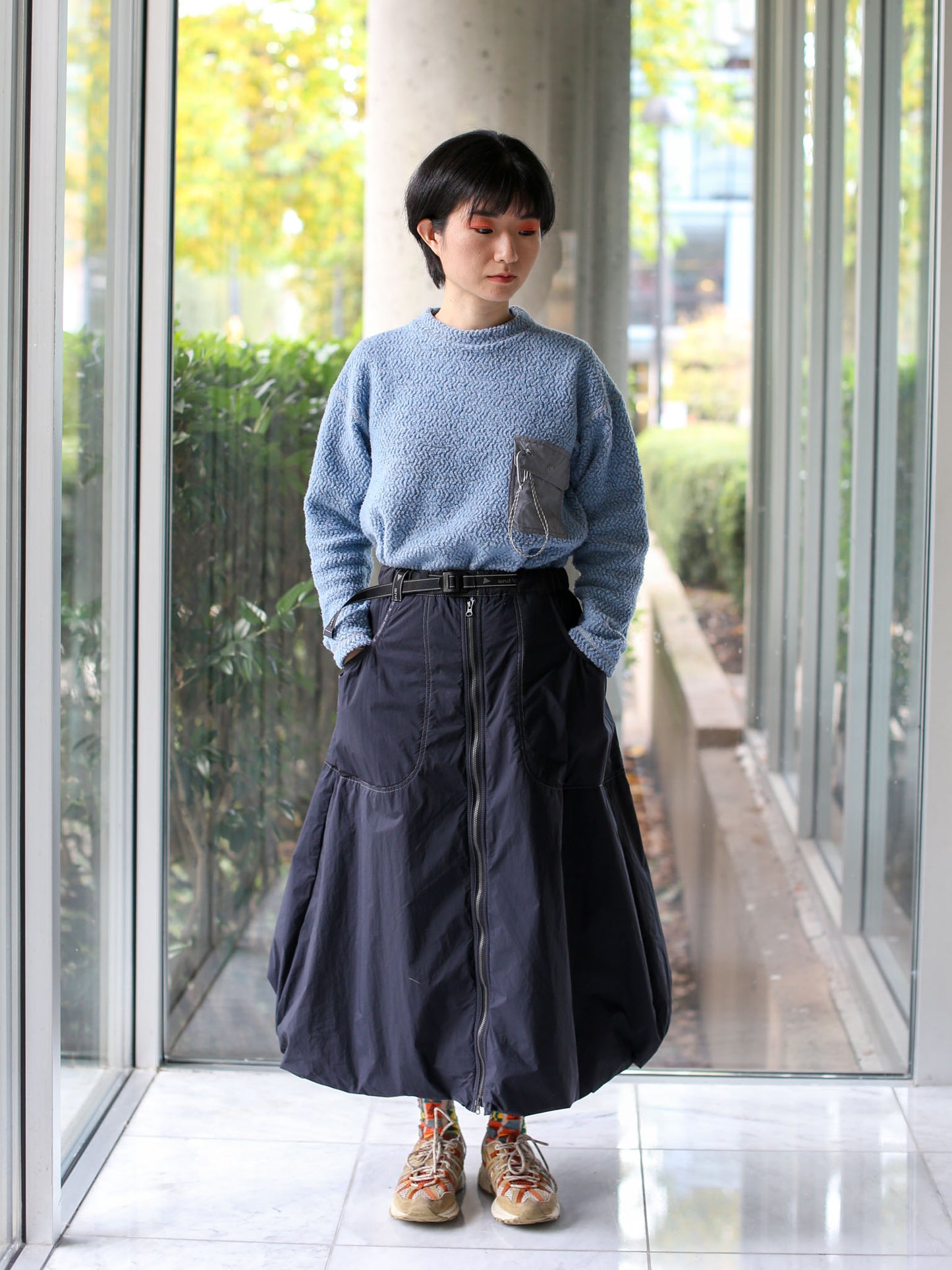 And Wander Octa Fluffy Skirt - Black