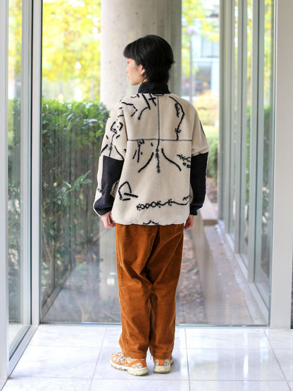 And Wander x Daijiro OHARA Map Key Unisex Boa Jacket - Off-white