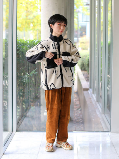 And Wander x Daijiro OHARA Map Key Unisex Boa Jacket - Off-white