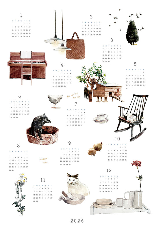 Fog Linen Work 2026 Linen Calendar - Tender Time
