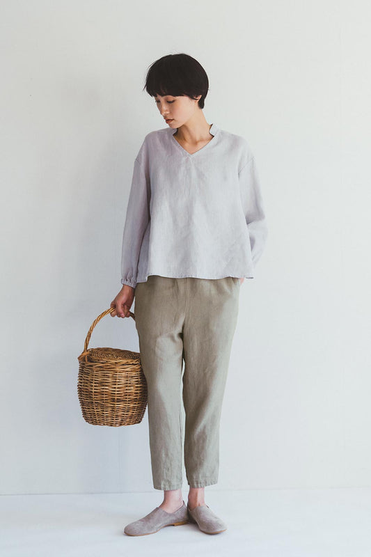 Fog Linen Work Linen Robin Pant - Ash Grey