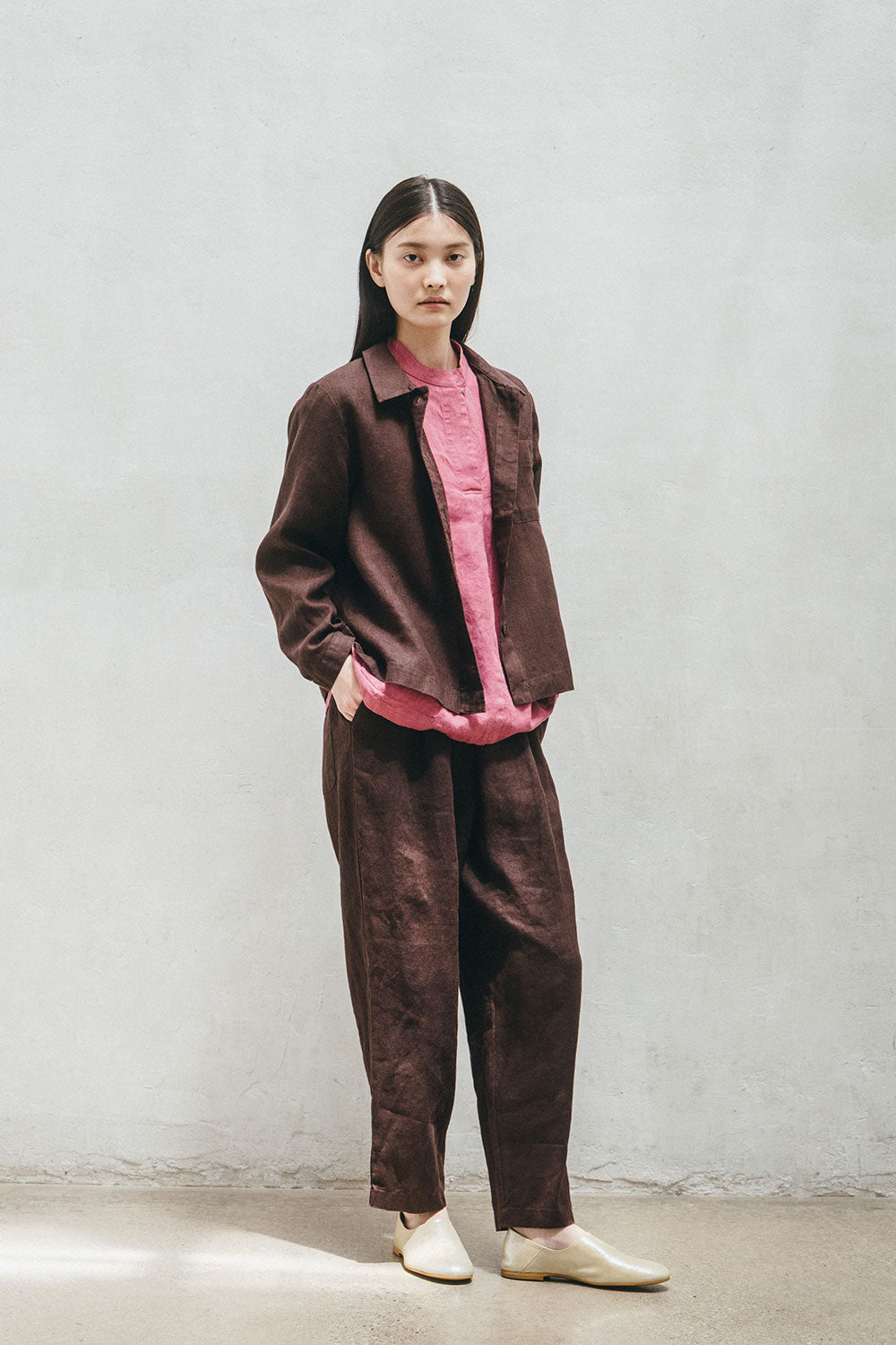 Fog Linen Work Grace Jacket - Chocolate