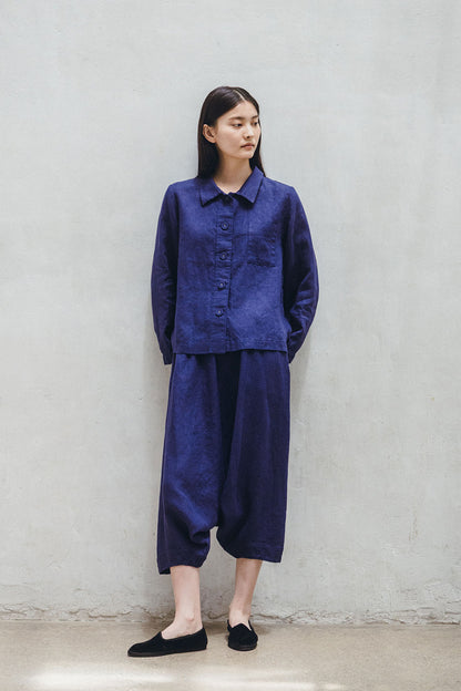 Fog Linen Work Grace Jacket - Blue Violet