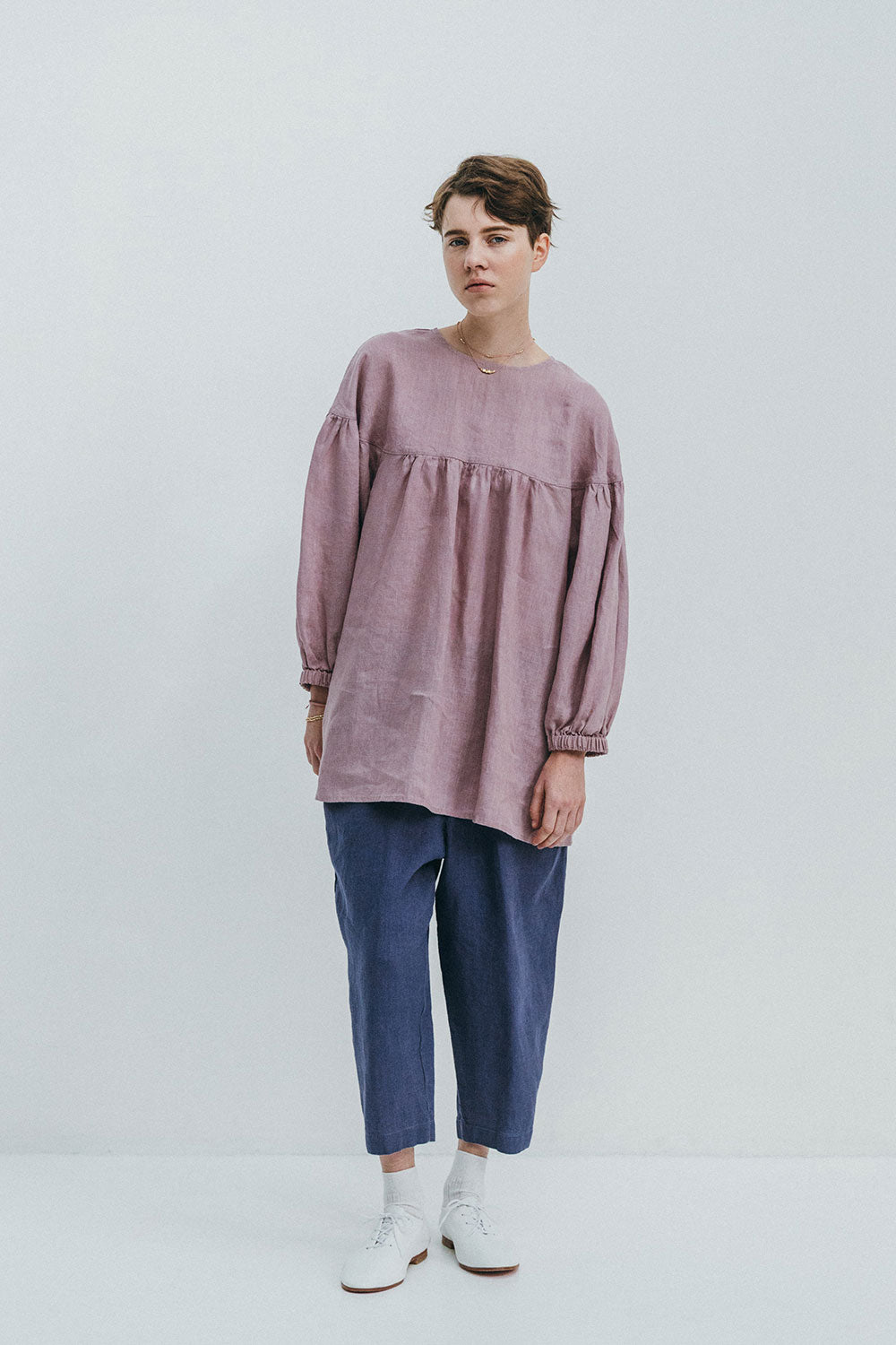 Fog Linen Work Isla Wide Pants - Blue Fume