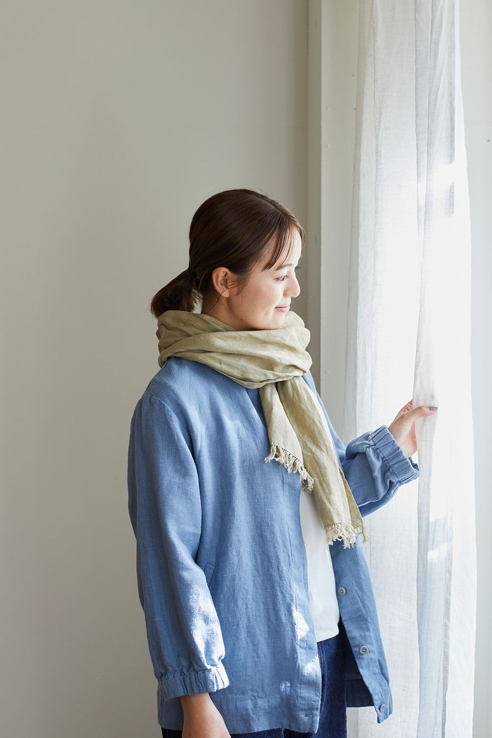 Fog Linen Work Roserie Linen Scarf - Ficelle