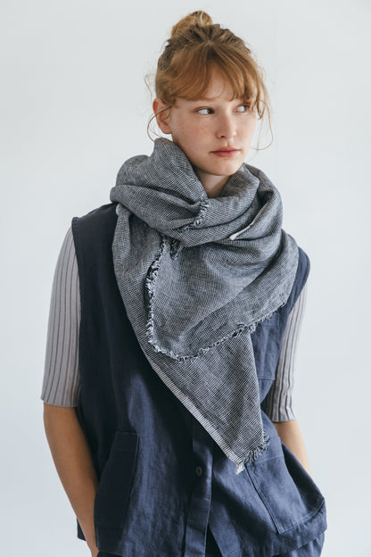 Fog Linen Work Tuz Fringe Scarf - Toothhound Check