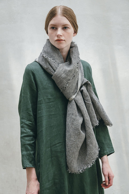 Fog Linen Work Tuz Fringe Scarf Houndstooth