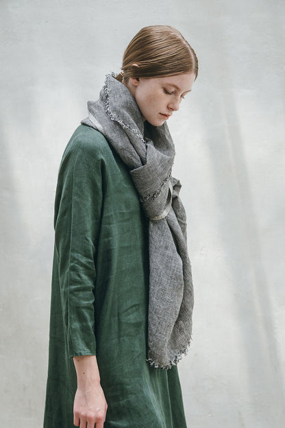 Fog Linen Work Tuz Fringe Scarf Houndstooth