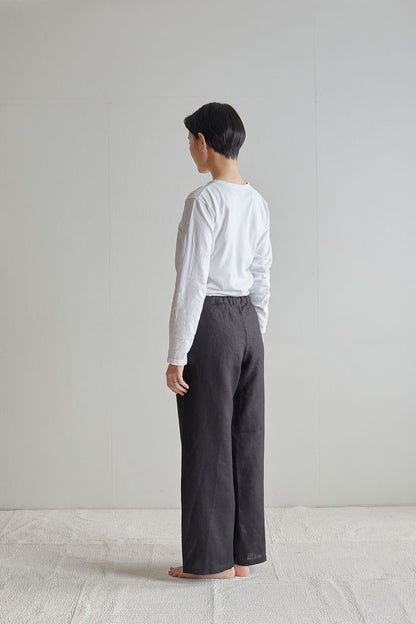 Fog Linen Work Lounge Pants- Oise Draw String Pants Black