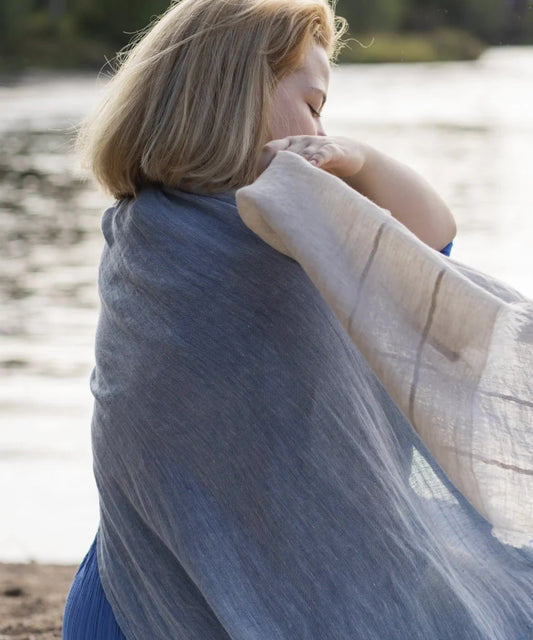 Lapuan Kankurit TSAVO linen scarf -  Blue/Linen