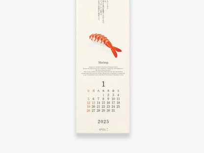 (50% off) Midori 2025 Wall-Hanging Calendar - Sushi