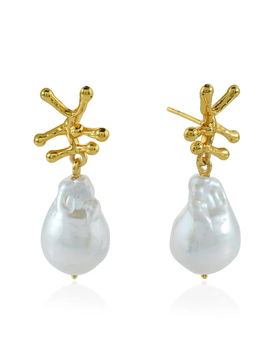 Shyla Nuria Pearl Earrings-Silver
