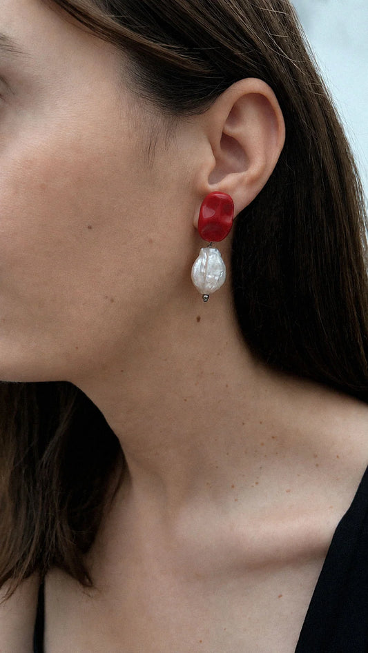 Arriving Soon: Blanca Olmos Las Perlas Earrings - Red