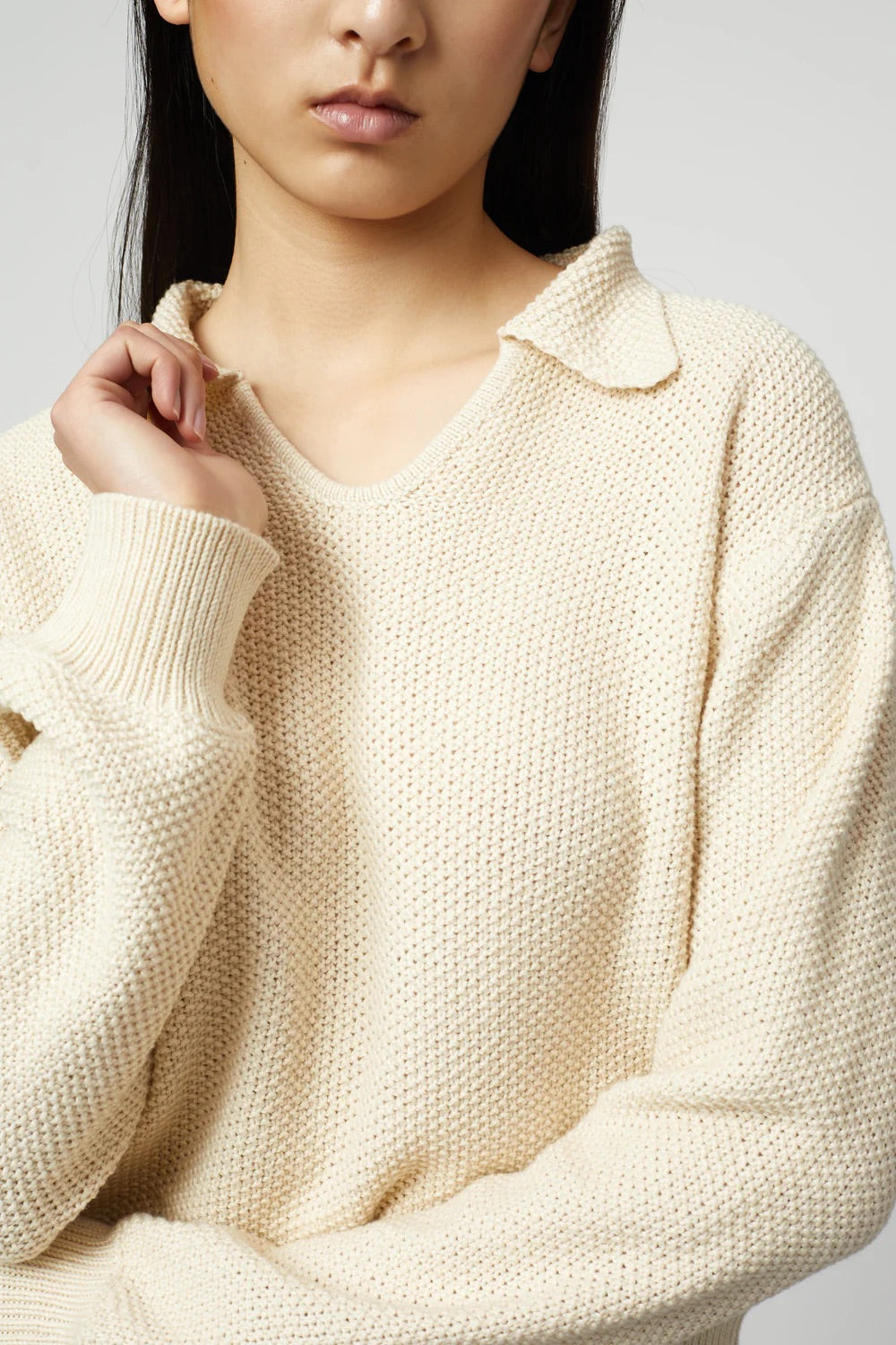 Atelier Delphine Long Sleeve Polo Shirt - Cream