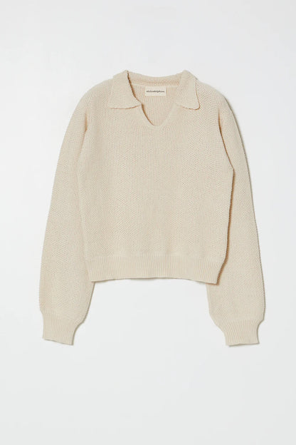 Atelier Delphine Long Sleeve Polo Shirt - Cream