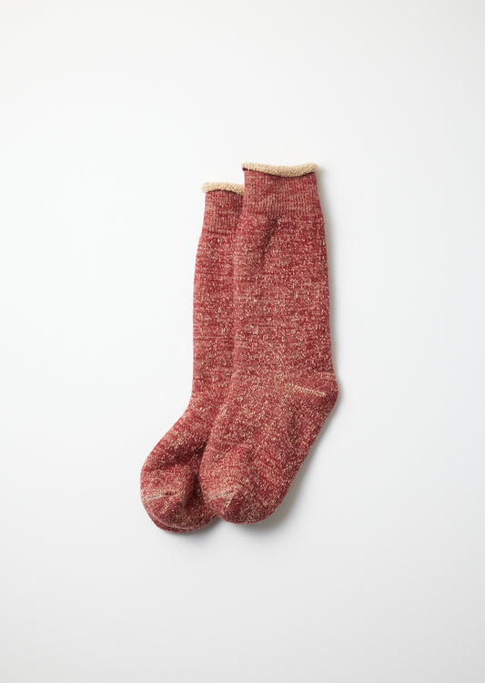 2023 AW Rototo DOUBLE FACE CREW SOCKS (Dark Red/Brown)
