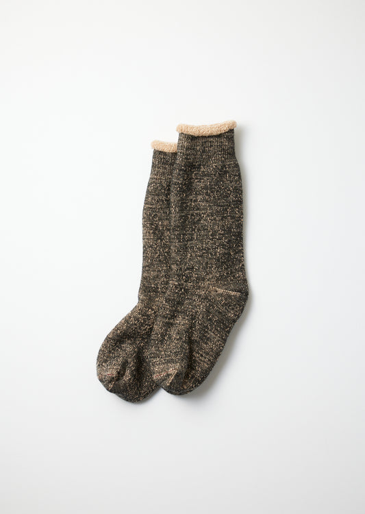 ROTOTO DOUBLE FACE CREW SOCKS (Black/Brown)