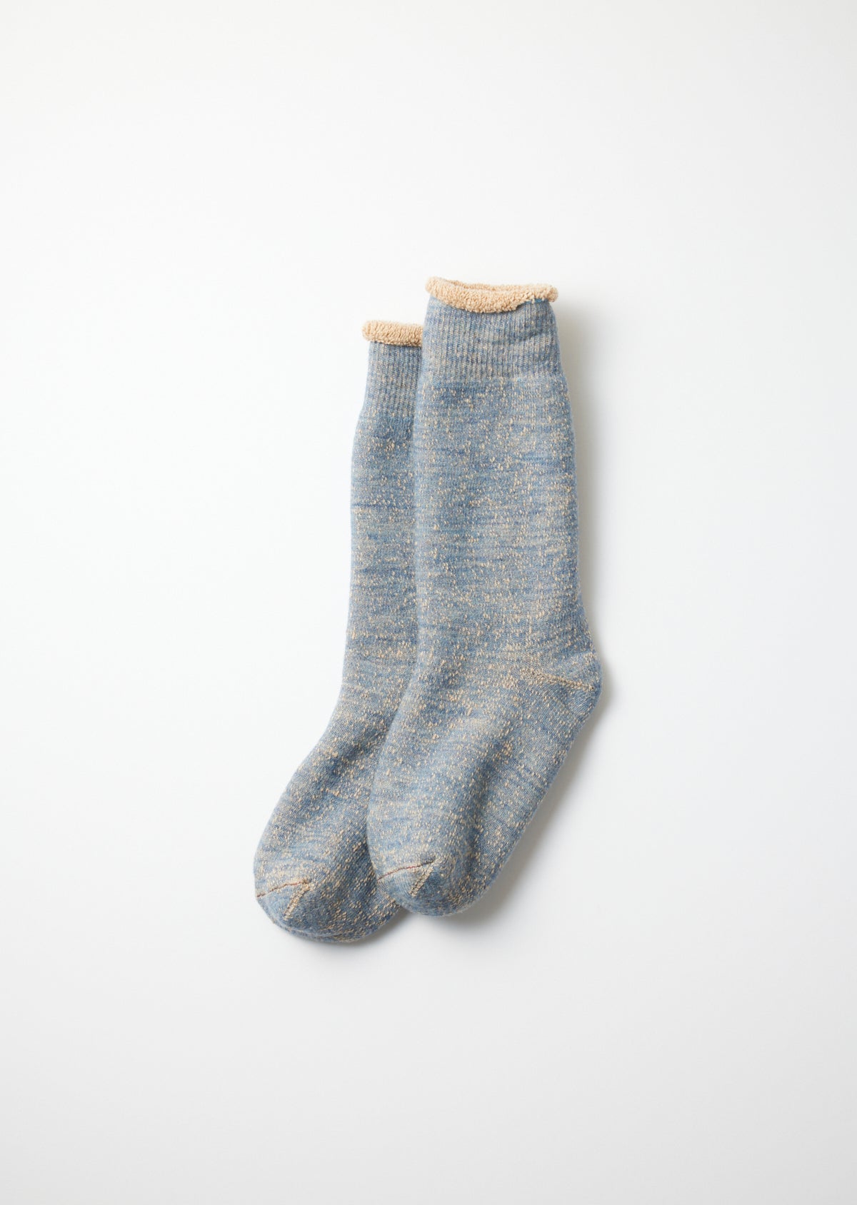 ROTOTO DOUBLE FACE CREW SOCKS (Blue/Brown)