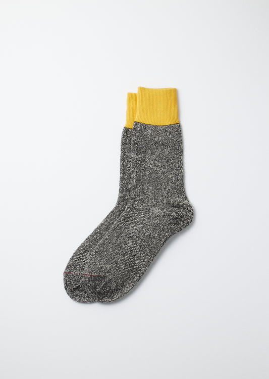 2023 AW Rototo Double Face Socks "Silk & Cotton" (Yellow/Charcoal)