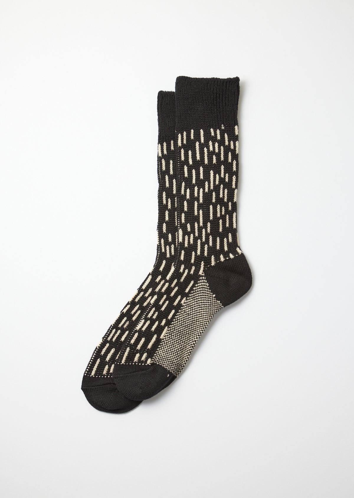 ROTOTO Rain Drop Crew Socks (Black/Ivory)