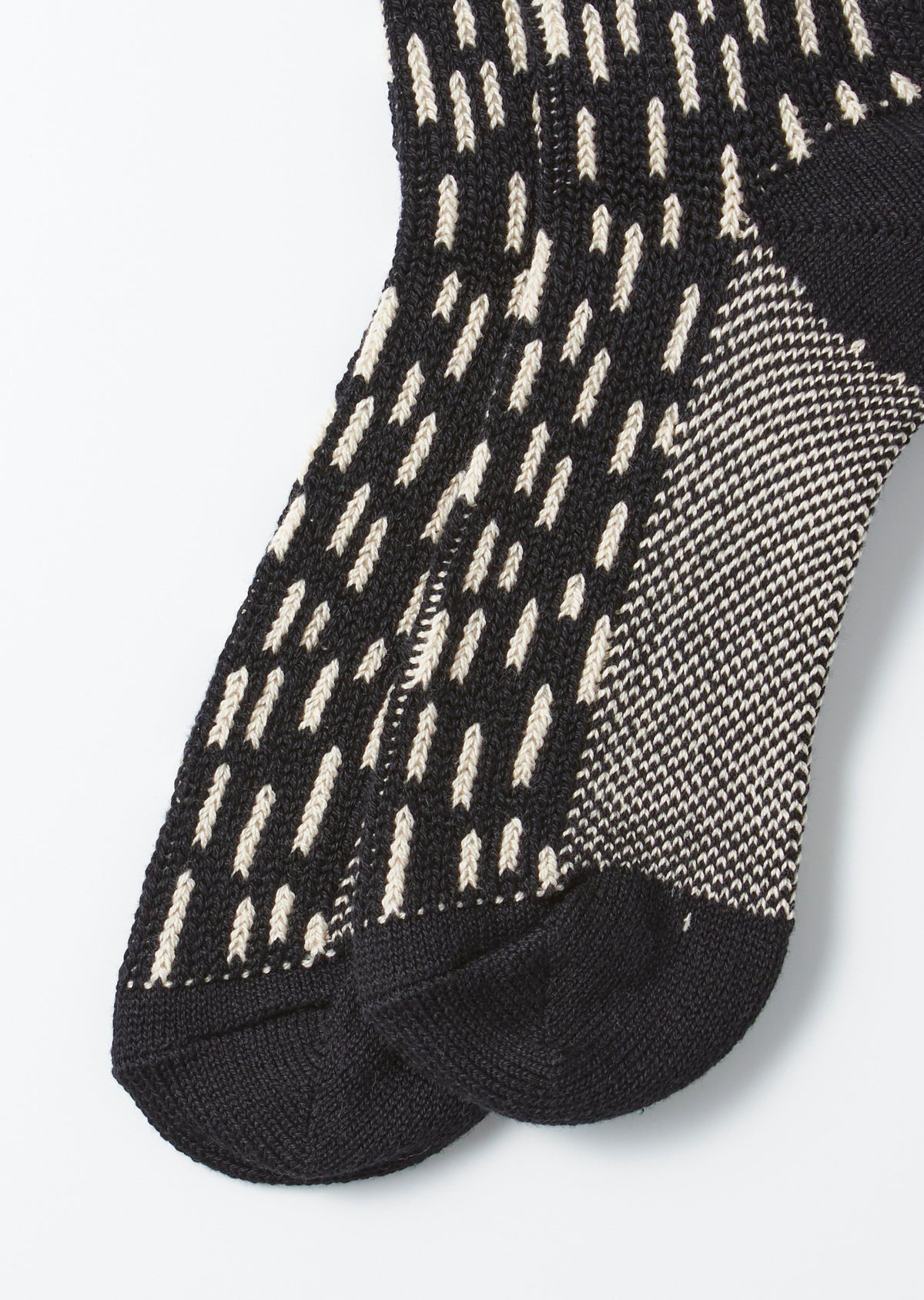 ROTOTO Rain Drop Crew Socks (Black/Ivory)