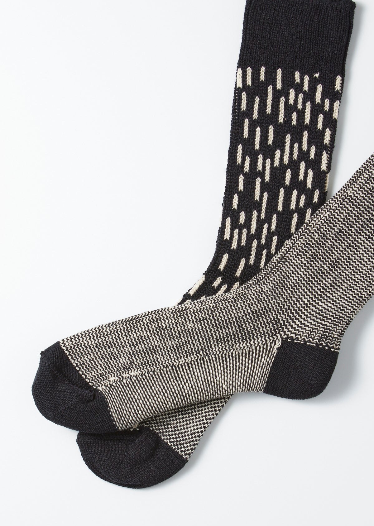 ROTOTO Rain Drop Crew Socks (Black/Ivory)