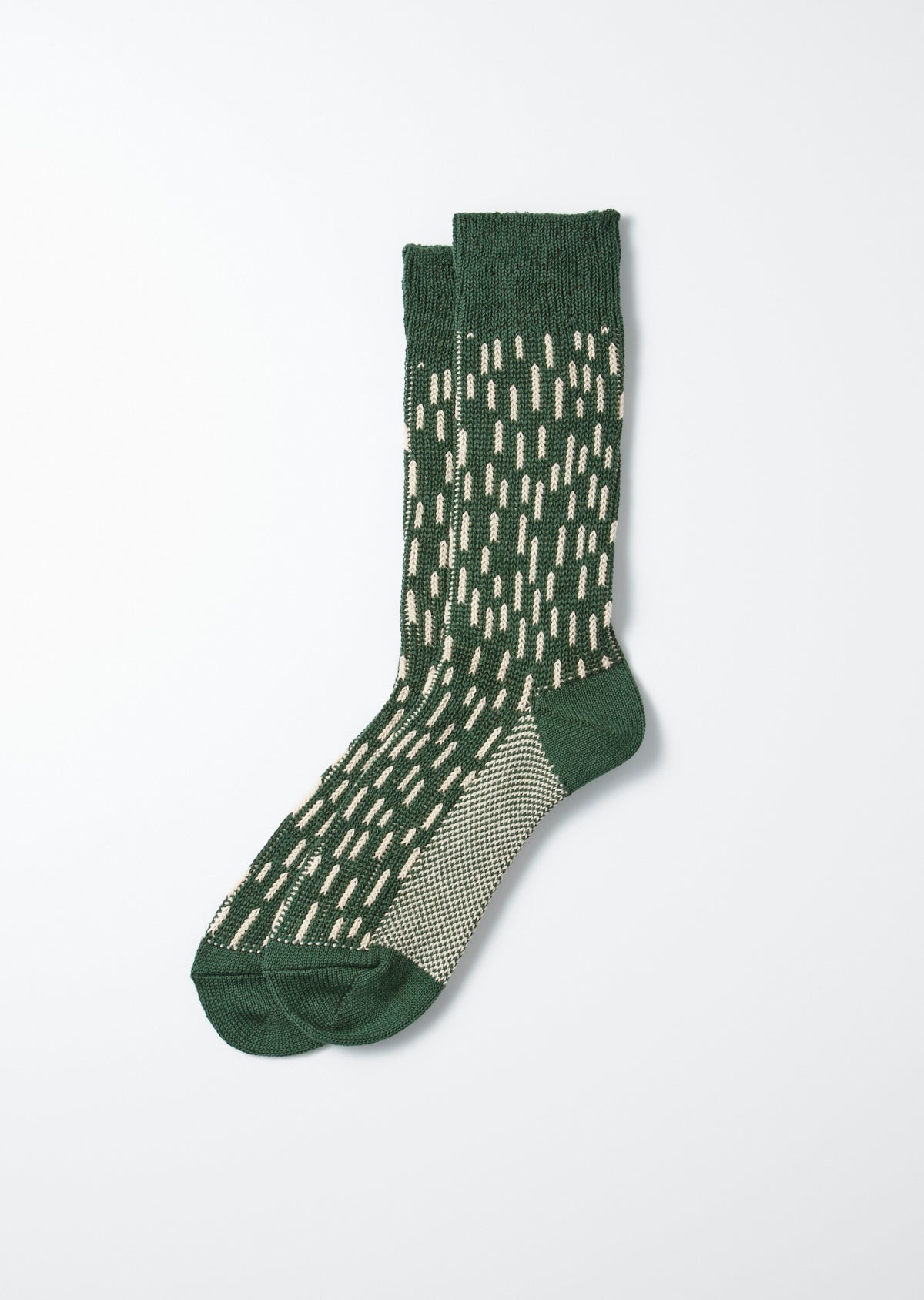 ROTOTO Rain Drop Crew Socks (Green/Ivory)