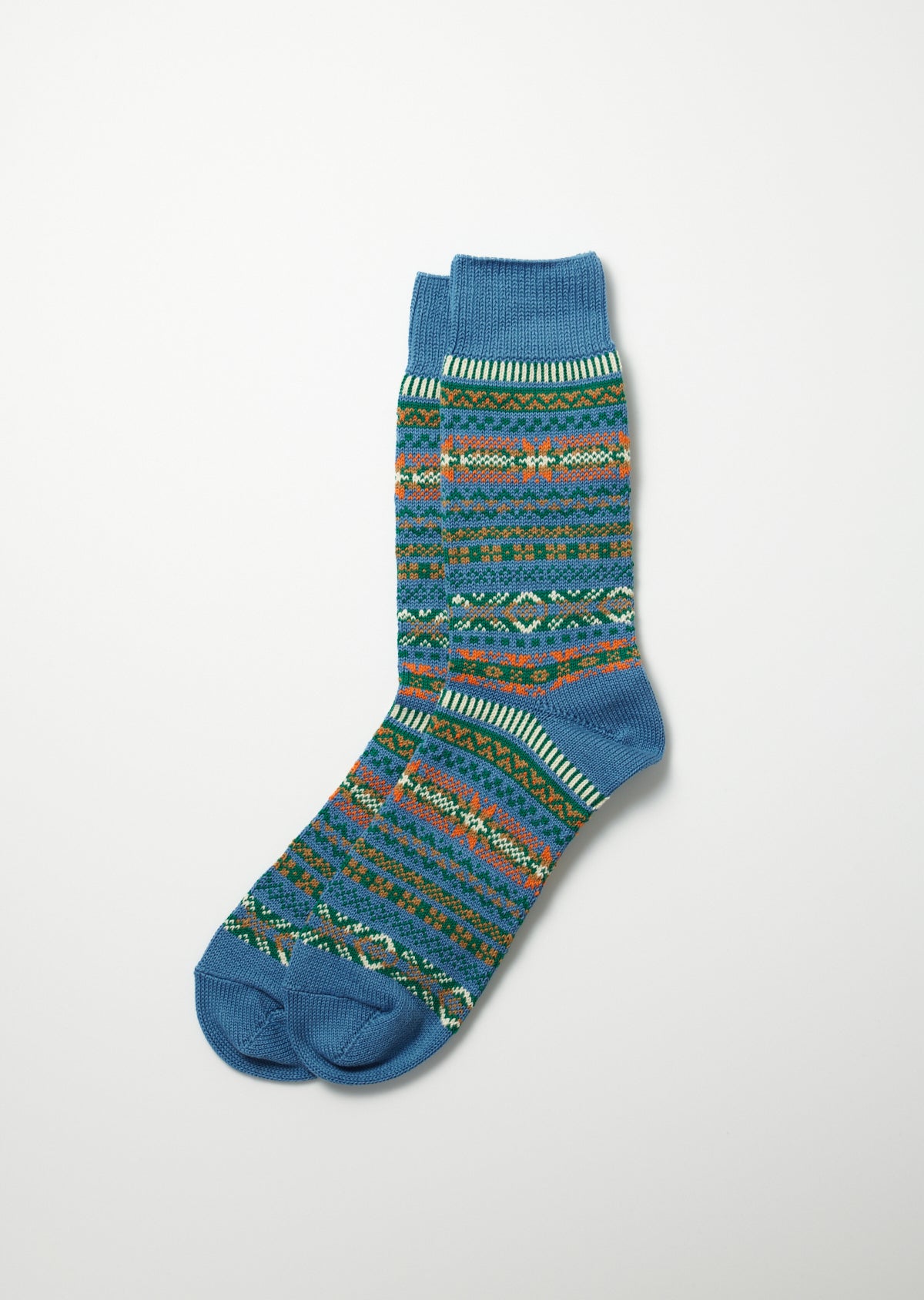 Rototo JACQUARD CREW SOCKS ”FAIRISLE” (Blue)