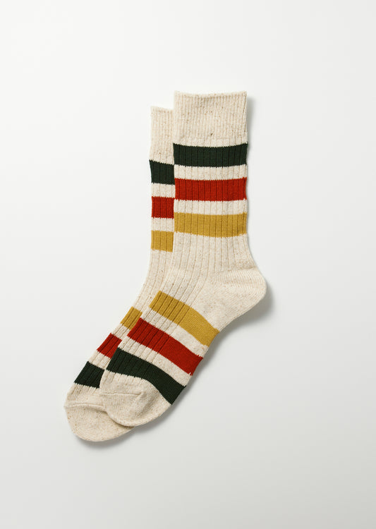 Rototo PARK STRIPE CREW SOCKS (Ivory)