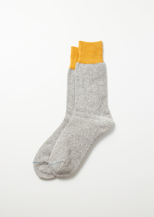 ROTOTO Double Face Socks "Silk & Cotton" (D. Yellow/Grey)