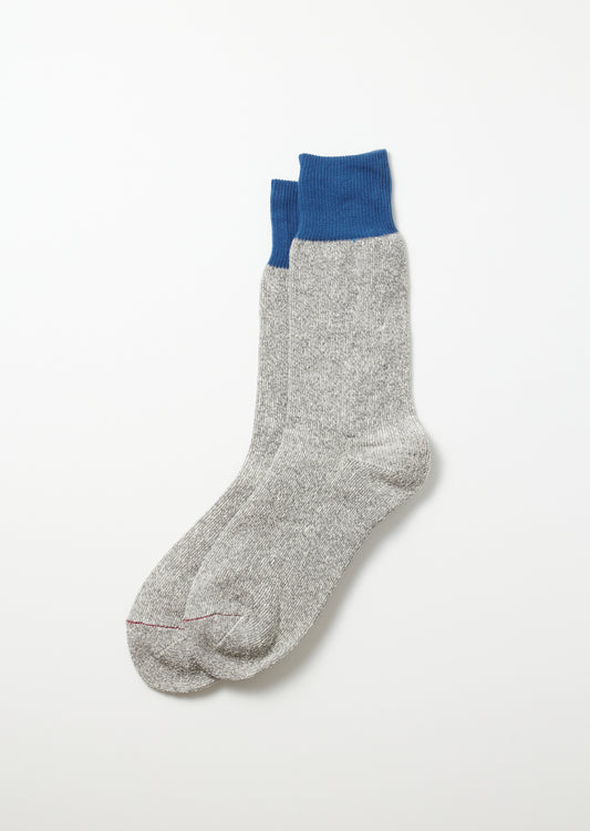 ROTOTO Double Face Socks "Silk & Cotton" (Blue/Grey)