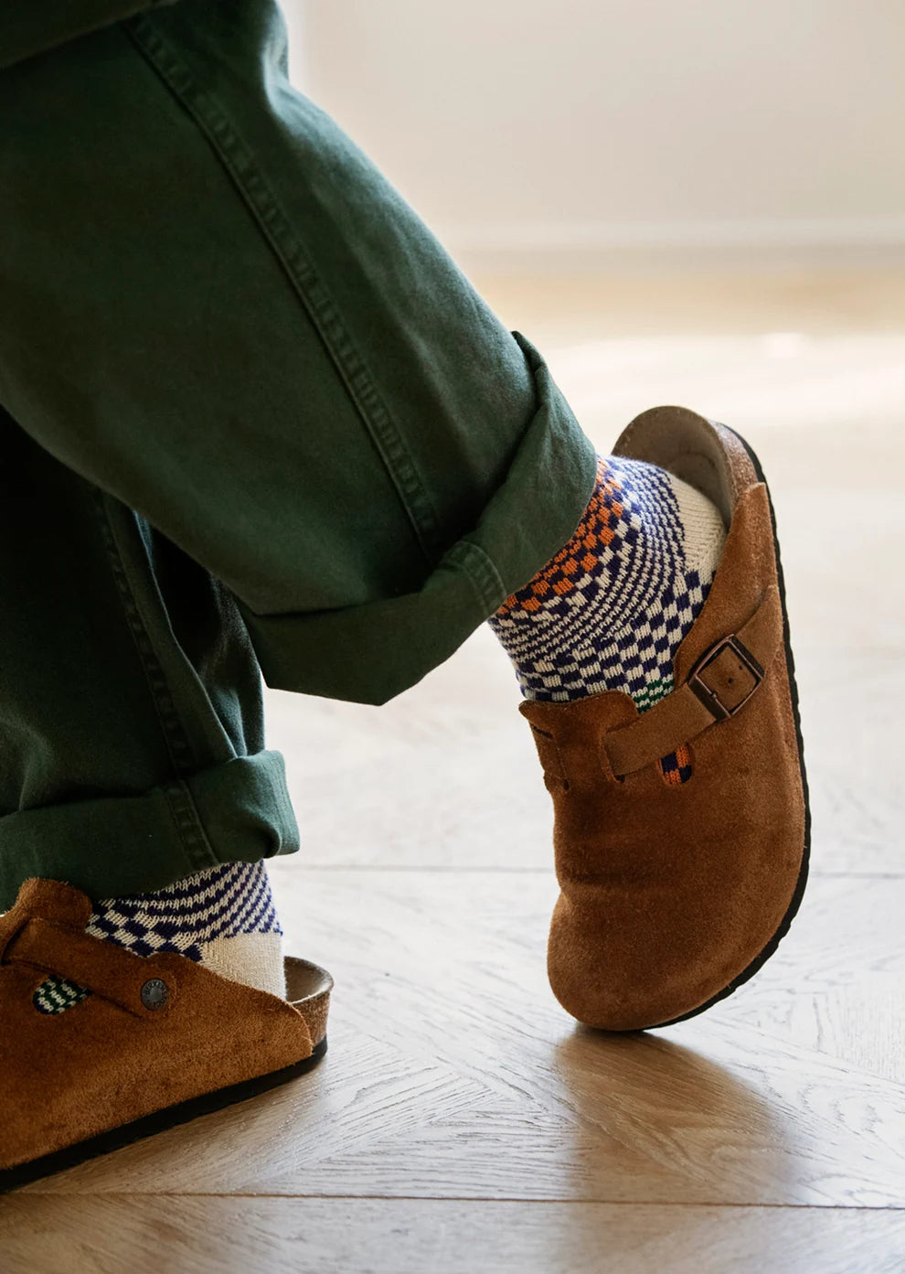 Rototo Check & Step Socks - Blueberry