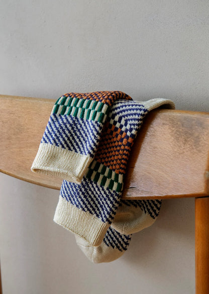 Rototo Check & Step Socks - Blueberry