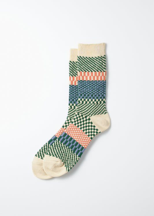 Rototo Check & Step Socks - Green