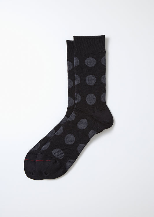 Rototo Porthole Dot Socks - Black/Charcoal