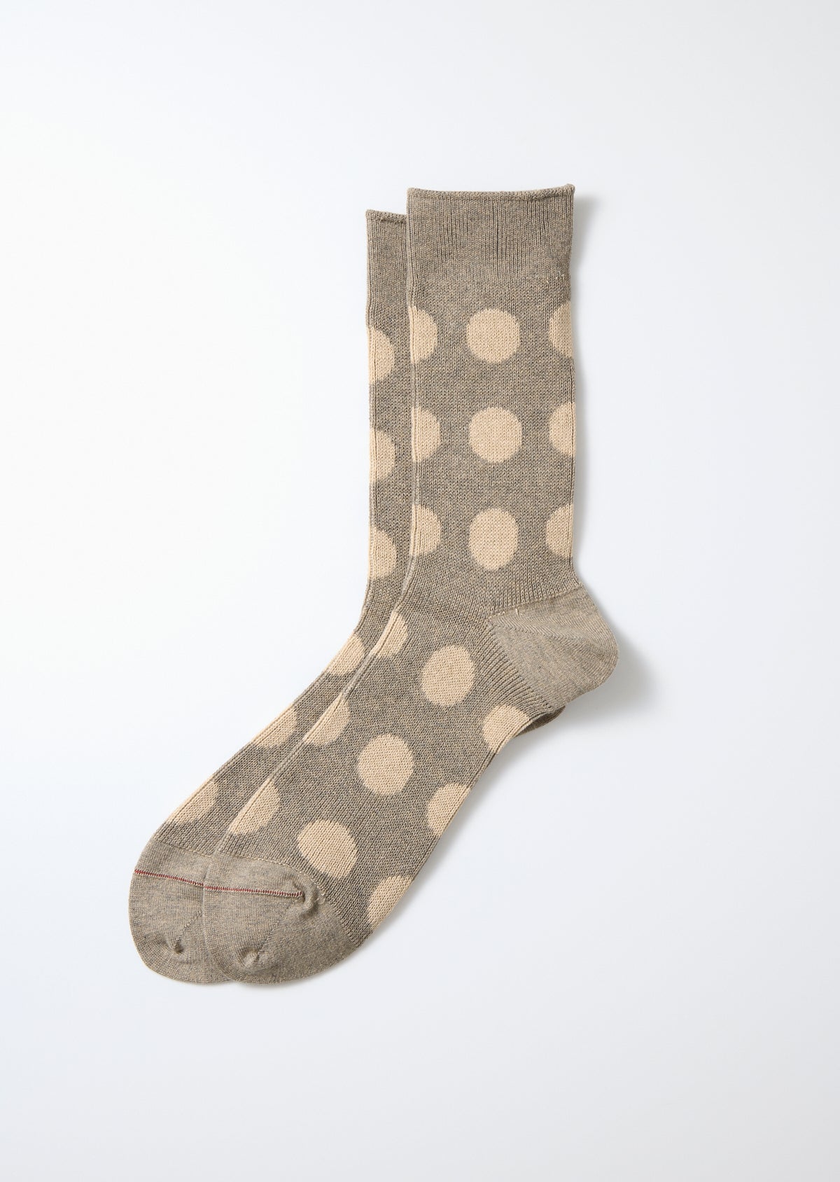Rototo Porthole Dot Socks - Grayge/Light Beige