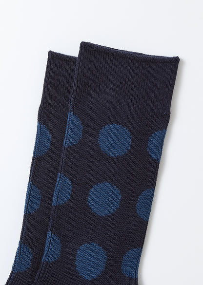 Rototo Porthole Dot Socks - Navy/Indigo