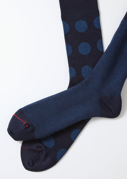Rototo Porthole Dot Socks - Navy/Indigo