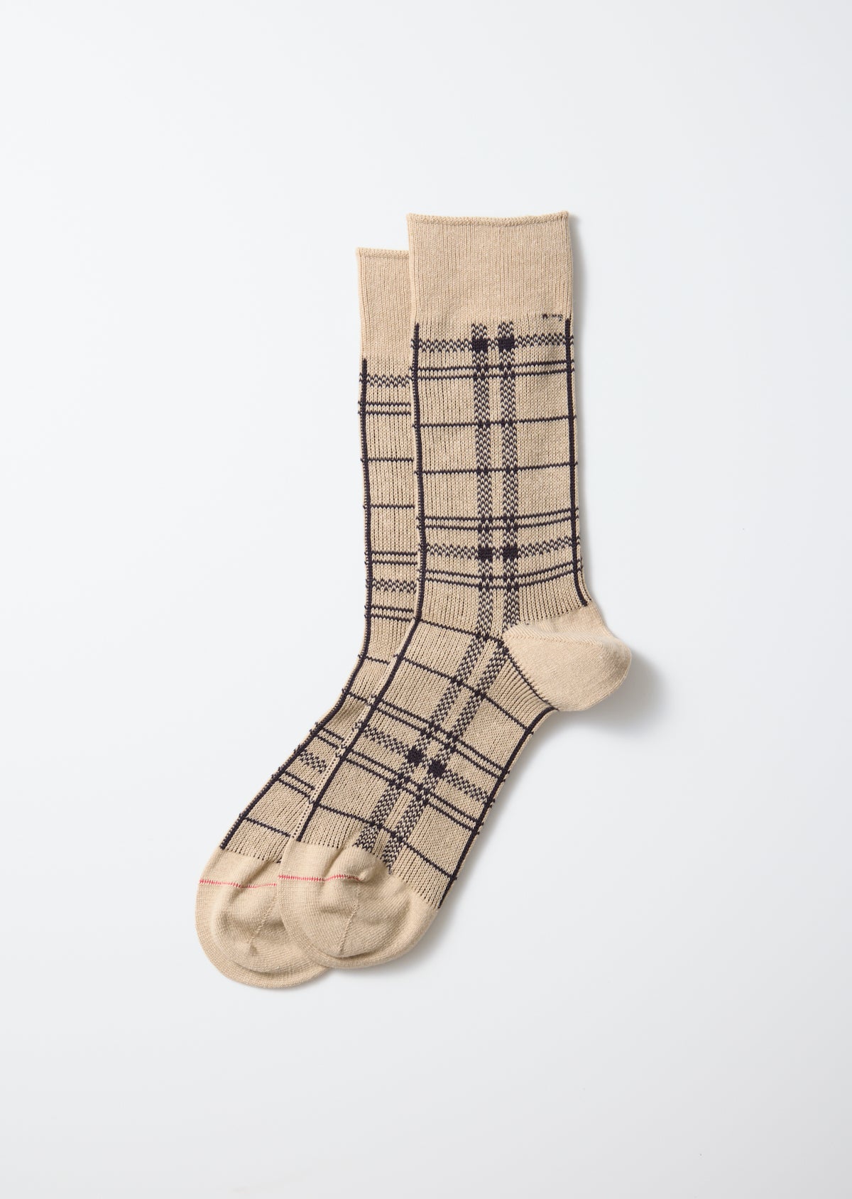 Rototo French Tea Towel Socks - Beige/Black