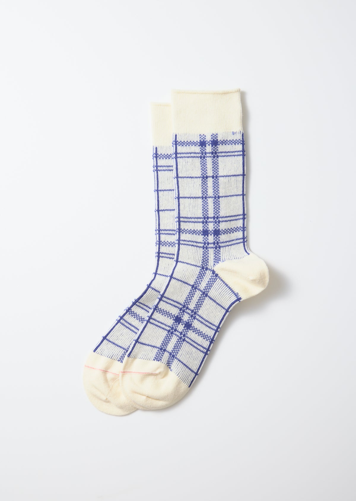 Rototo French Tea Towel Socks - Cream/Blue