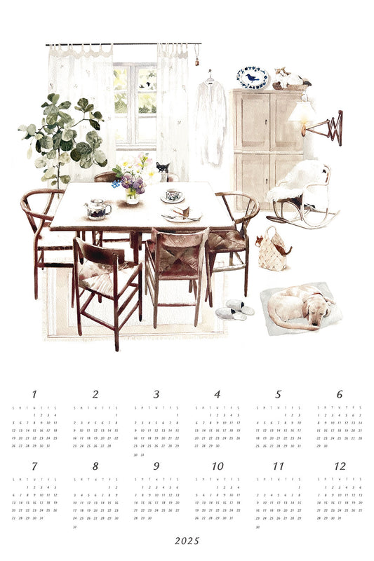 Fog Linen Work x Misato Ogihara 2025 Linen Calendar - My Cozy Room (limited quantity)