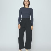 7115 by Szeki Tailored Curved Legged Trousers - Charcoal Black