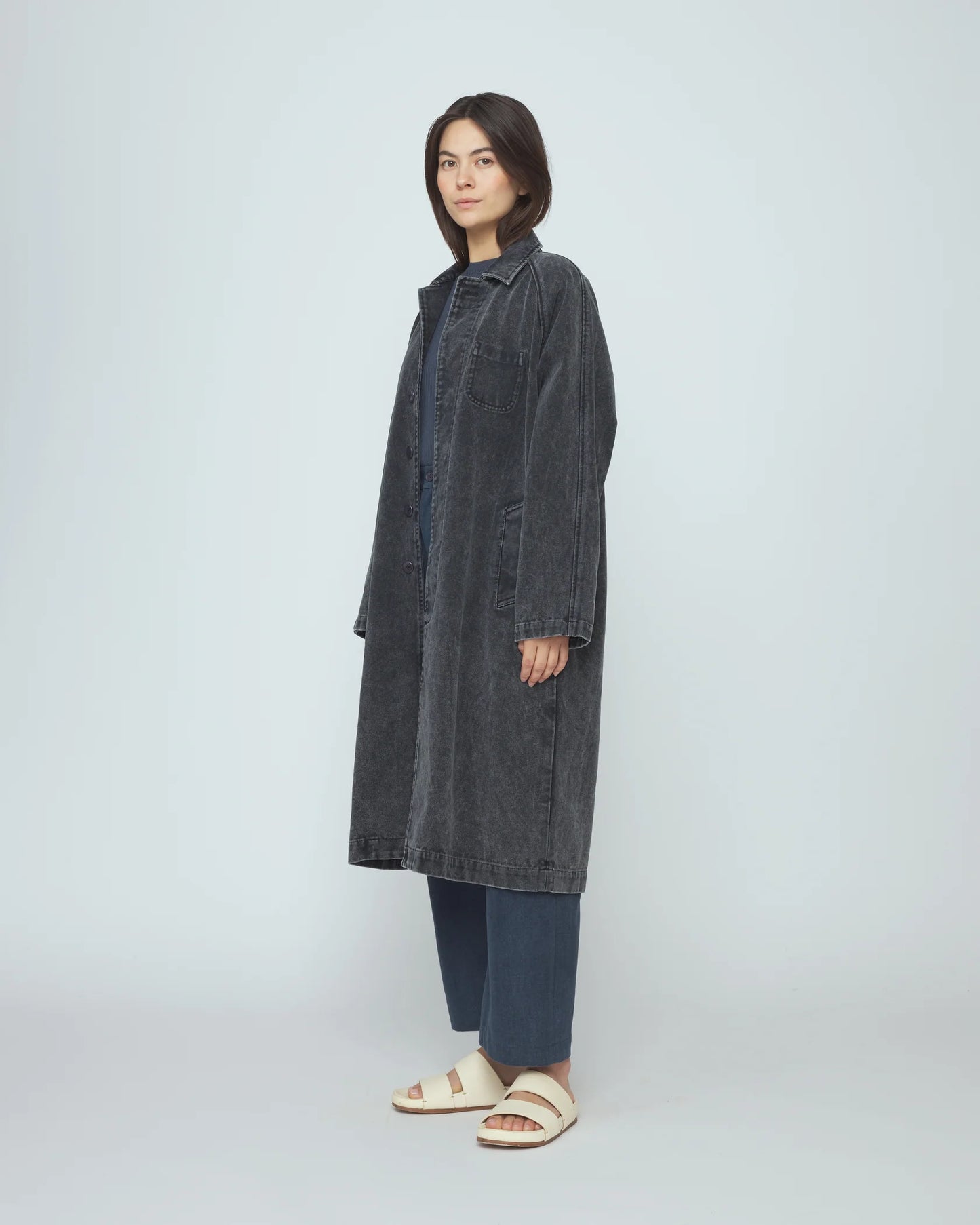 7115 by Szeki Fall Duster - Spotted Washed Black