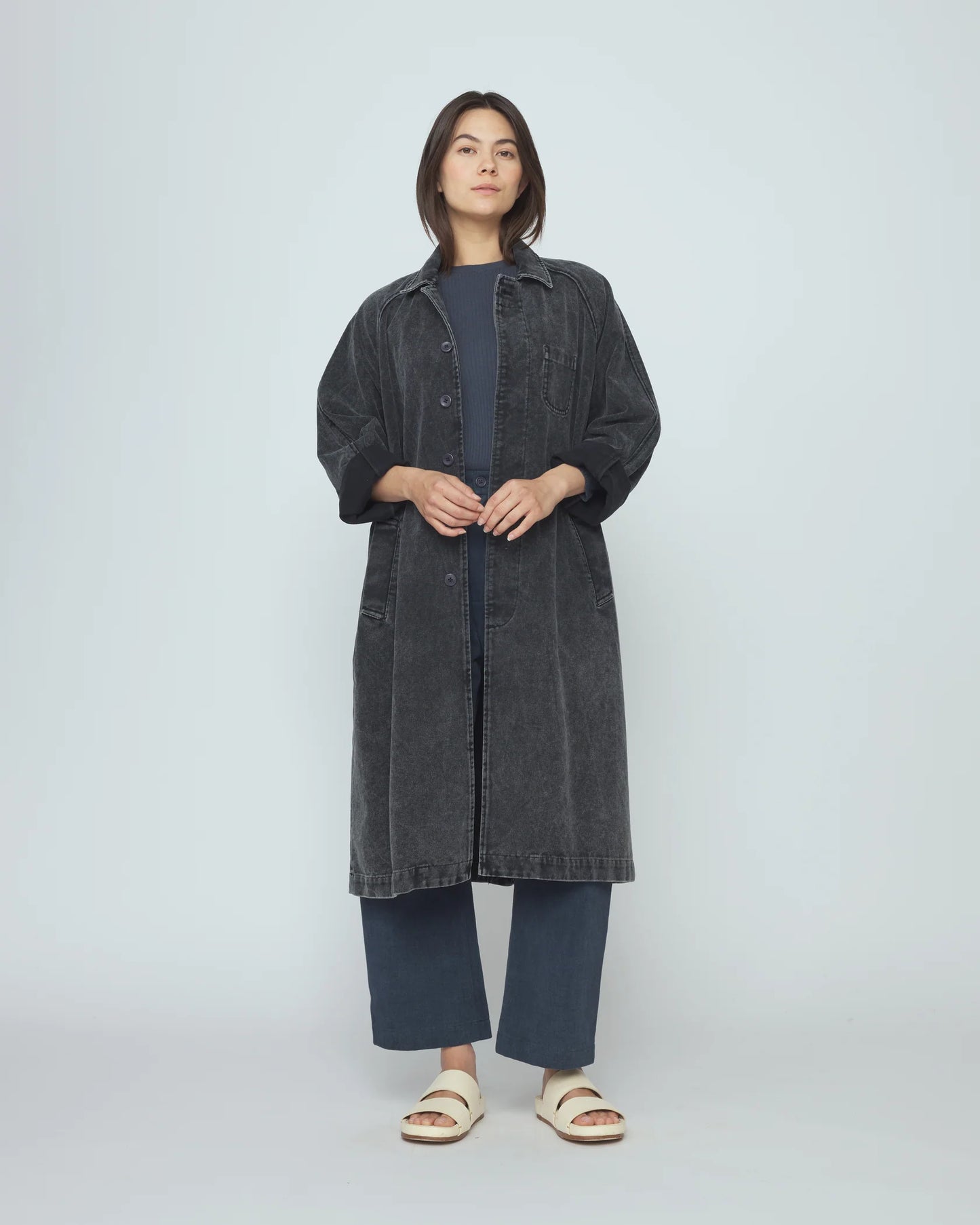 7115 by Szeki Fall Duster - Spotted Washed Black