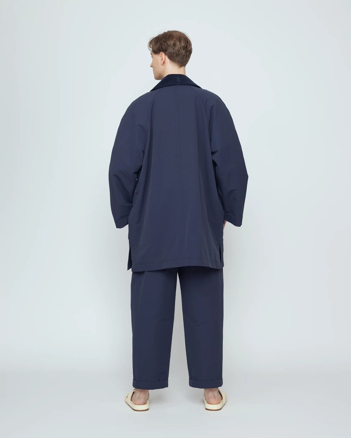 7115 by Szeki Unisex Mid-Length Duster - Navy
